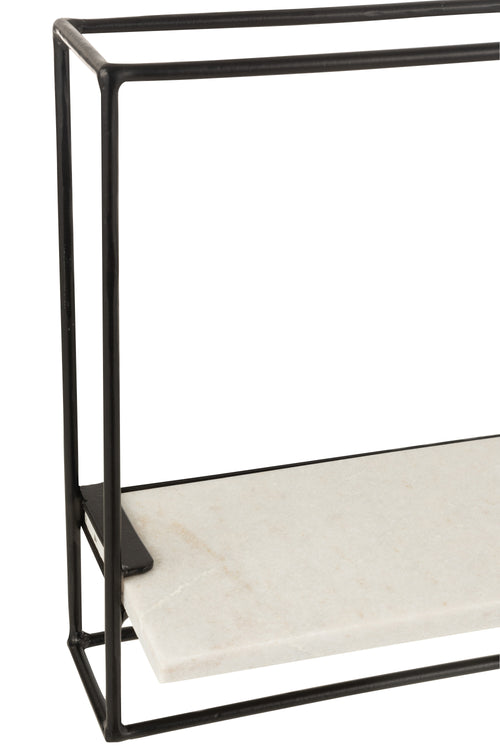 J-Line wanddecoratie 1 Plank - ijzer/marmer - zwart/wit - small - vtwonen shop