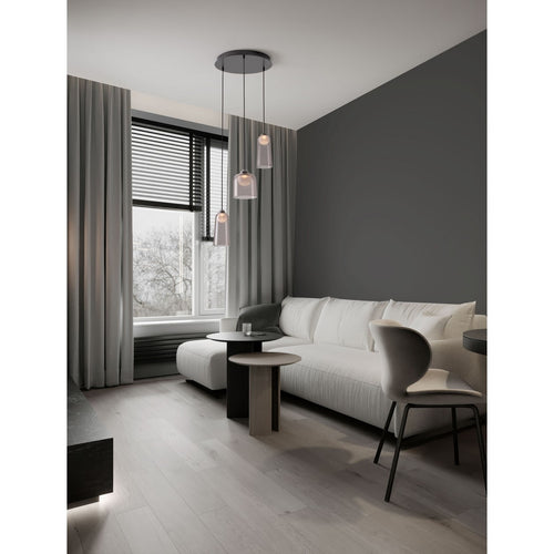 Nova Luce DIONE Hanglamp met clusterdesign, zandkleurig zwart, rookkleurige LED 15W 600lm 3000K