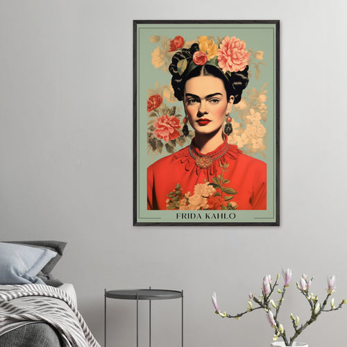 Artfulprints Poster met Lijst Frida Kahlo - Botanical portrait   - 50x70 cm - Meerkleurig
