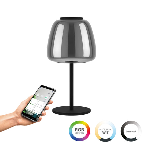 EGLO connect.z tafellamp Alfero-Z - led - glas - zwart/chroom - vtwonen shop