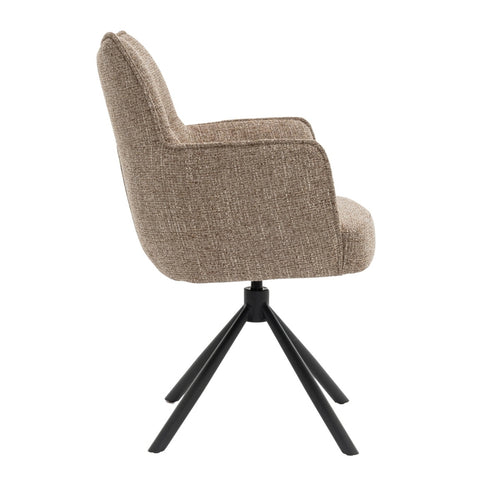 DÉJA Living Eetkamerstoel Zayn - Taupe/Zwart - Draaibaar - Set van 2 - vtwonen shop