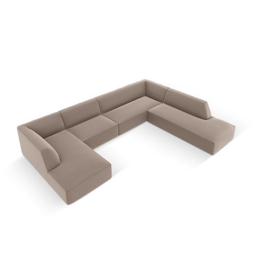 Cosmopolitan Design - Modulaire panoramische hoekbank rechts Siena 7-zits, imitatieleer lichtbruin - 273x366x69cm