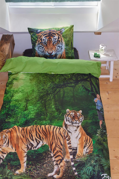 FREEK VONK dekbedovertrek Tandige Tijgers - 140x200 cm - groen - vtwonen shop