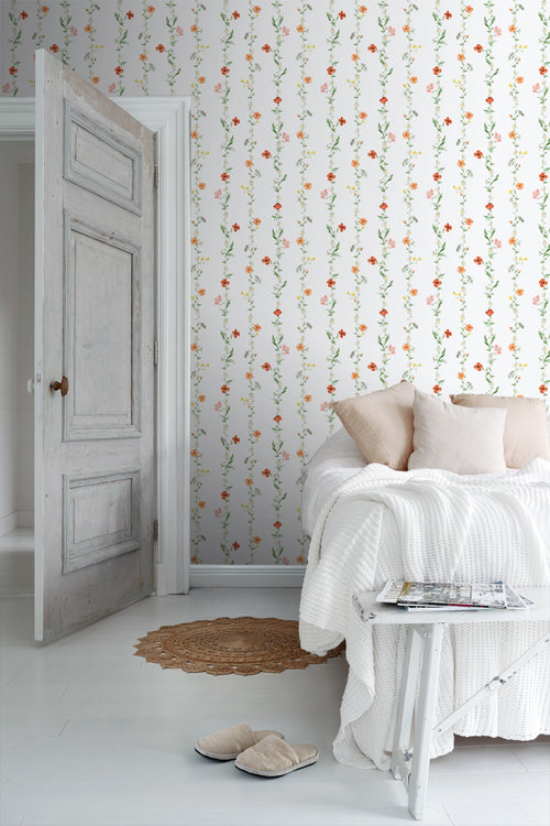 Sanders & Sanders behang bloemen oranje, groen en wit - 53 cm x 10 m - 640174