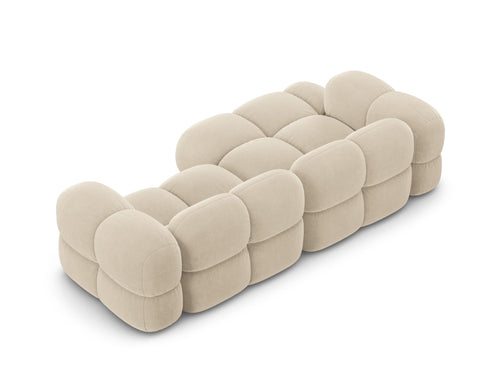 Cosmopolitan Design linker hoekbank Loretto 3-zits, flueel lichtbeige - 147x250x68cm