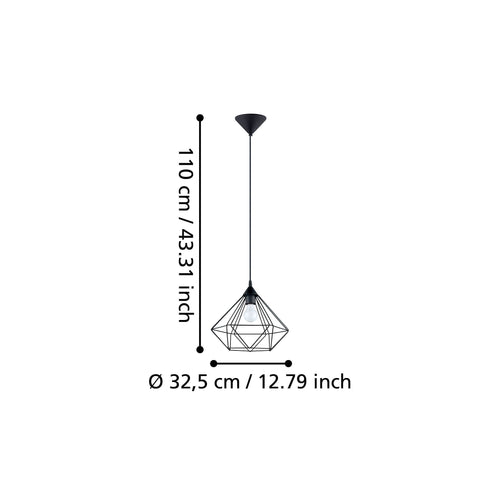 EGLO hanglamp Tarbes - e27 - 32.5 cm - zwart