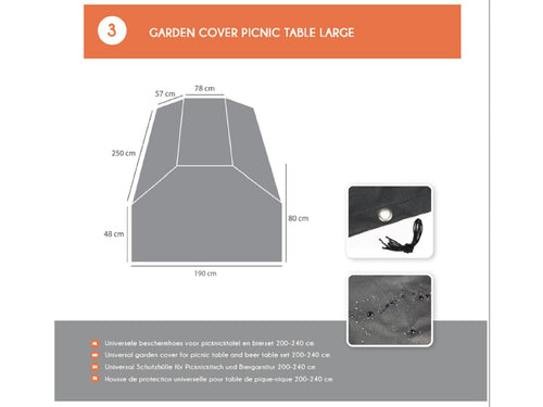 MaximaVida picknicktafel beschermhoes London 200 cm - 240 cm zwart - zware uitvoering - vtwonen shop