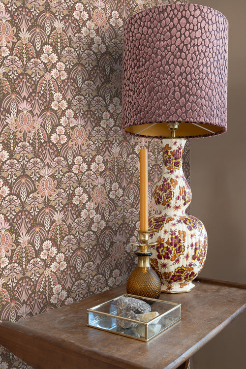 ESTAhome behang vintage bloemen in art nouveau stijl oudroze en bruin - 50 x 900 cm - 130974 - vtwonen shop