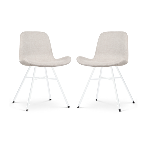 Nolon Noa-Fé Eetkamerstoelen Set van 2 - Beige - Witte Poten - vtwonen shop