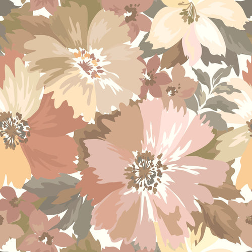 ESTAhome behang bloemen licht terracotta en terracotta roze - 50 x 900 cm - 131264 - vtwonen shop