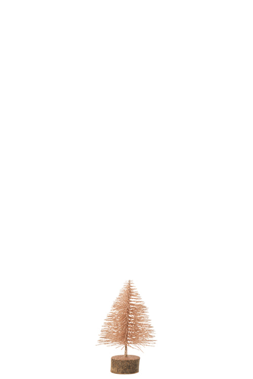 J-Line decoratie Kerstboom - kunststof - roze - extra small - 3 stuks