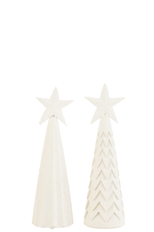 J-Line decoratie Kerstboom - hout - wit - large - 2 stuks - vtwonen shop