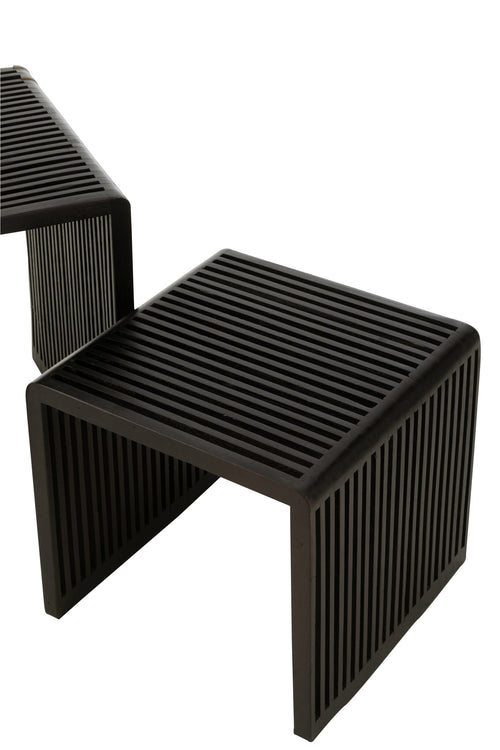 J-Line bijzettafel Kubus - hout - zwart - set van 2
