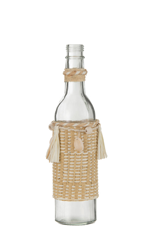 J-Line decoratie fles Met Schelpen - glas - naturel - vtwonen shop