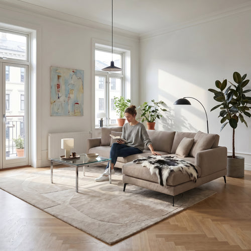 Furnhouse chaise longue bank rechts Maggie - Taupe - Stof - 95x290x90