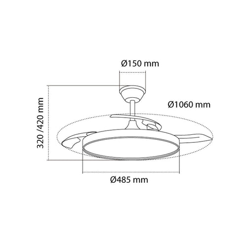 CristalRecord plafondventilator Polaris - 1 lichts - 106  x 42   cm - wit - vtwonen shop