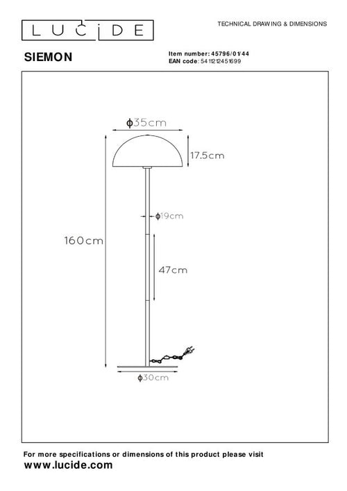 Lucide vloerlamp SIEMON - 1xE27 - Okergeel - vtwonen shop