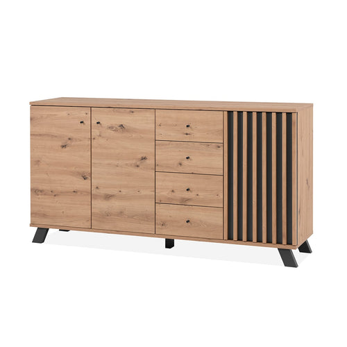 CALICOSY - Buffet 3 deuren en 4 laden LUBLIN - Eikenhouten - 40x160x85 cm