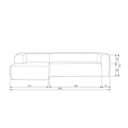 WOOOD hoekbank incl. kussens links Bean - Grijs -73x305x96 - vtwonen shop