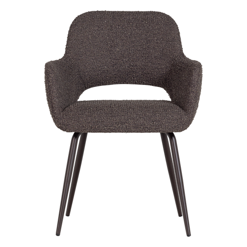 WOOOD eetkamerstoel Jenny - Bouclé - Bruin Melange - Set Van 2 - 80x58x58