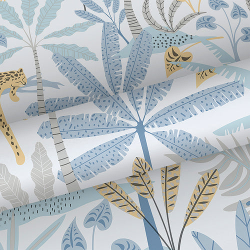 Sanders & Sanders behang jungle dieren blauw, grijs en geel - 53 cm x 10.05 m - 640631