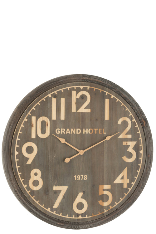 J-Line klok Grand Hotel - hout - naturel - large - Ø 79.5 cm - vtwonen shop