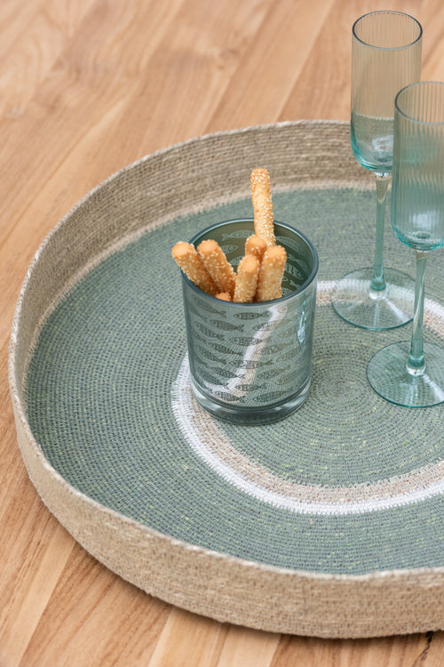 J-Line plateau Rond + Cirkels - zeegras - groen/naturel - vtwonen shop