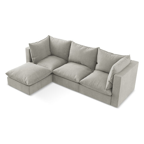 LaMiaSofa hoekbank links Ravenna - textuurstof - lichtgrijs - 255x165x77