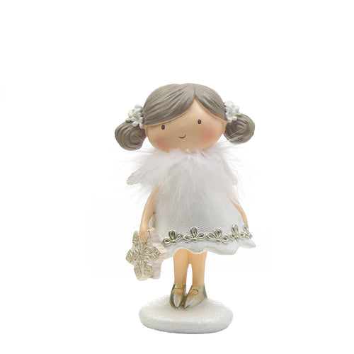 Sia Deco - Fillette kerstfiguurtje met engel ster - Wit / 13 cm - Wit - Hars - H13 - vtwonen shop