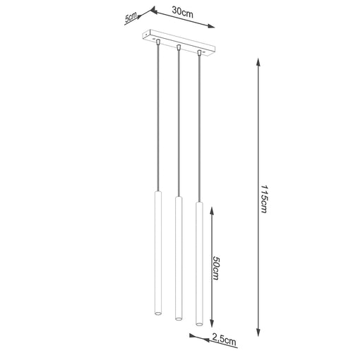 Sollux Lighting Hanglamp PASTELO 3L goud - 30x5x115cm