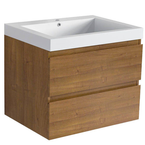 LOMAZOO badkamermeubel Monaco - zwevend - wit - warm eiken - 60 cm