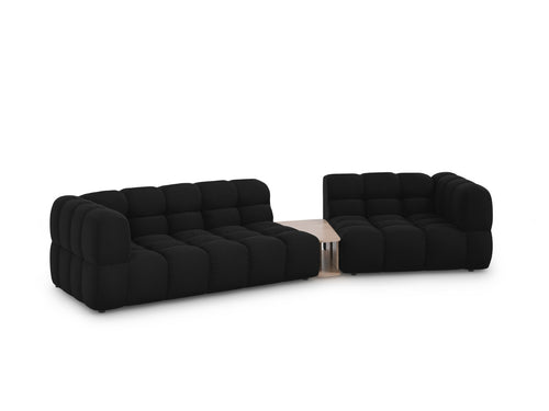 Cosmopolitan Design Rechte modulaire bank Sky 3-zits, flueel, zwart - 148x353x70cm