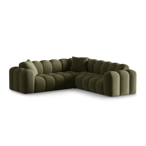Cosmopolitan Design - Hoekbank Treno 3-zits, flueel groente - 240x240x70cm