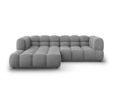 Cosmopolitan Design Modulaire hoekbank links Sky 3-zits, flueel, lichtgrijs - 162x244x70cm