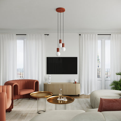 Sollux Lighting Hanglamp HALO 3P rood ochra - 25x25x125cm