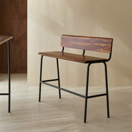 Tikamoon Hoge bank in massief palissander en metaal - Bruin - vtwonen shop