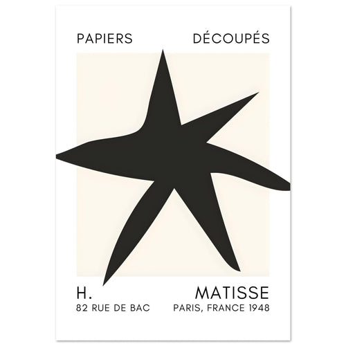 Artfulprints  Matisse – Star of the sea black   poster A4 21x29.7 cm - vtwonen shop