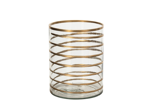 J-Line Kandelaar - glas - goud/transparant - large