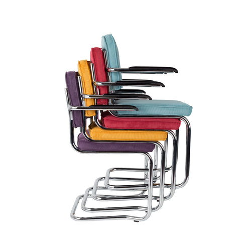 Zuiver Ridge Rib Kink Eetkamerstoelen armleuning Grijs - Set van 2 - vtwonen shop