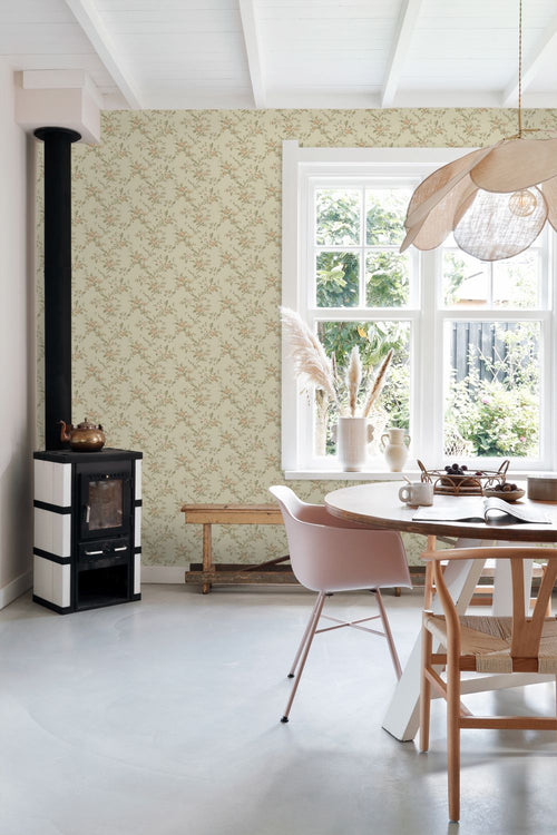ESTAhome behang vintage bloemen vergrijsd groen - 50 x 900 cm - 132209