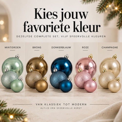 Mica Decorations Bal Onbreekbaar Donkerblauw 46 Stuks - Kerstballenset met Glanzende, Matte en Glitter Afwerking - Onbreekbare Kerstballen van