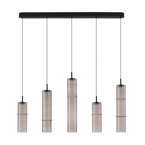 Nova Luce SANO Hanglamp voor aan het plafond, matzwart, mokkabruin, Triac dimbare LED 18W 1080lm 3000K