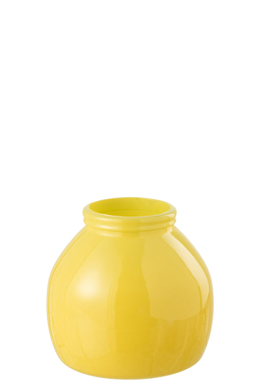 J-Line vaas - glas - geel - small - Ø 21 cm