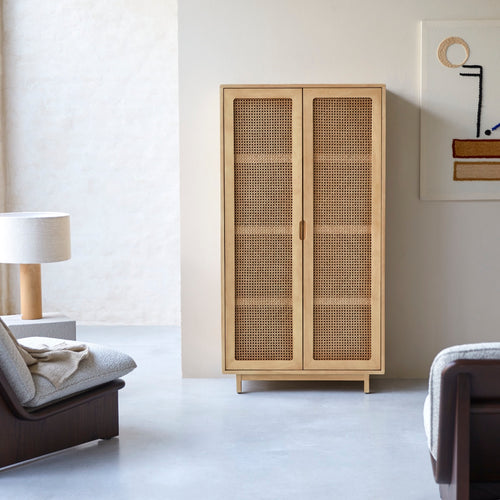 Tikamoon Kast van massief iepenhout en vlechtwerk - Naturel - vtwonen shop