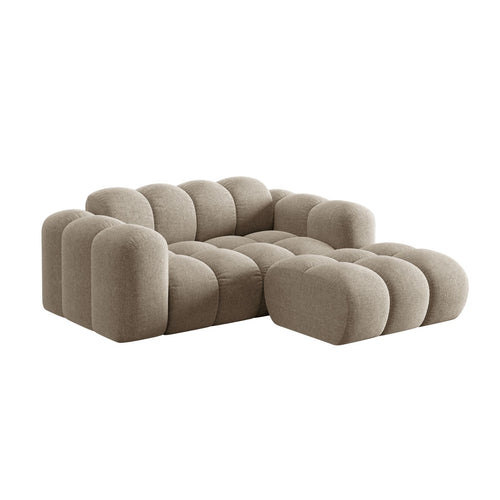 Cosmopolitan Design - Rechter hoekbank Treno 2-zits, chenille donkerbeige - 164x180x70cm