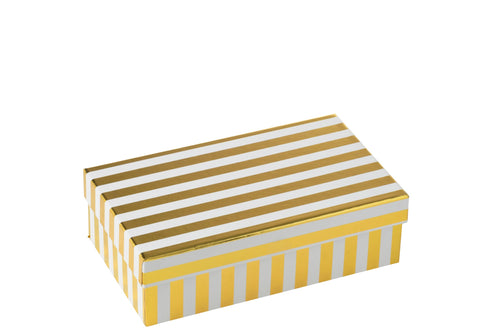 J-Line kopje + schoteltje Gestrepen - porselein - goud/wit - small - doos van 2