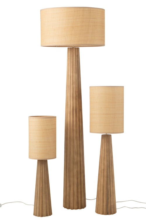 J-Line vloerlamp Paraplu Ailanthus - hout - naturel - vtwonen shop