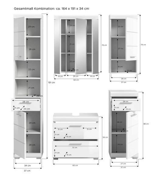 Furnilux Scout Badkamercombinatie - 164cm x 191cm x 34-37cm - vtwonen shop