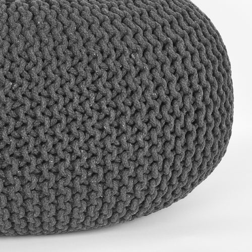LABEL51 Poef Knitted - Antraciet Katoen - 70x70x35cm