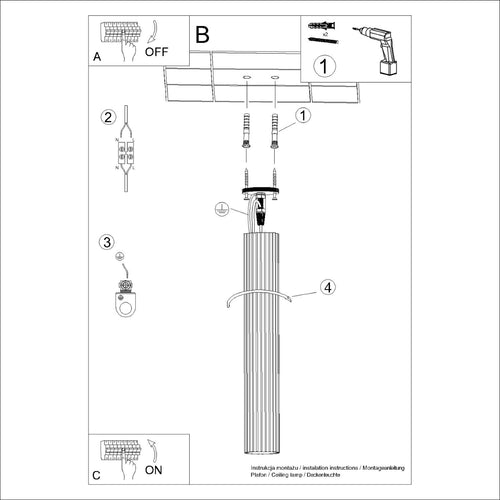 Sollux Lighting Plafondlamp KARBON 60 olijfgroen - 6,5x6,5x60cm